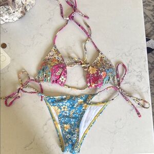 SHEIN Floral Bikini - Pink, Blue, Yellow